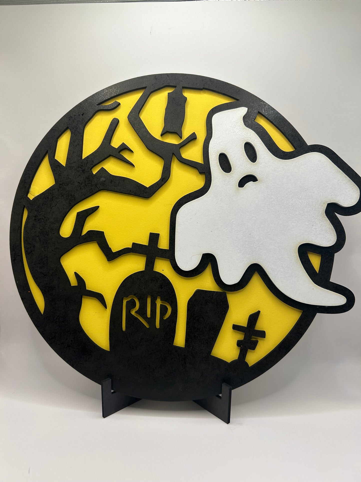 Ghost in a Graveyard, Halloween Sign / Door Hanger