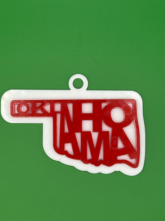 Oklahoma Christmas Ornament Red on White OU colors