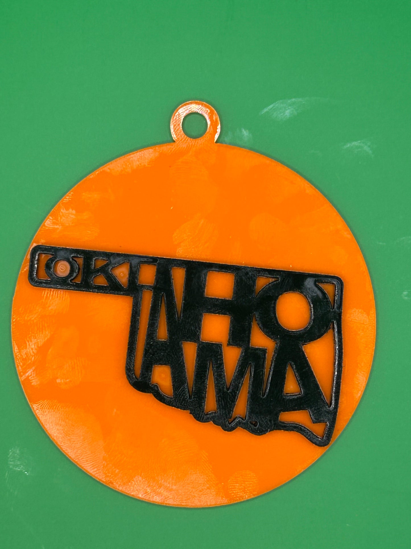 Oklahoma Christmas Ornament Black on Orange OSU colors