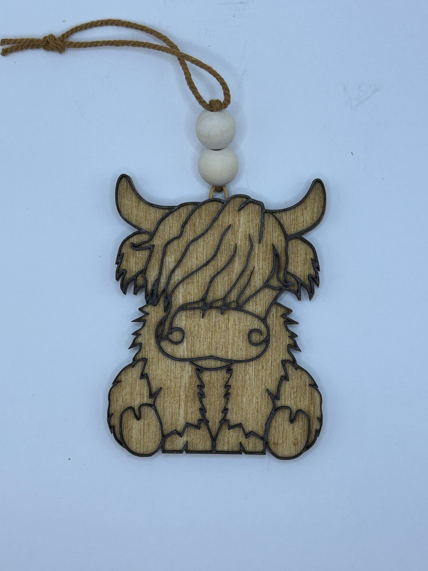 Highland Cow wooden Christmas Ornament